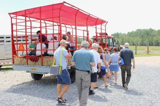 Groups of up to 35 people can fit on our sturdy wagon